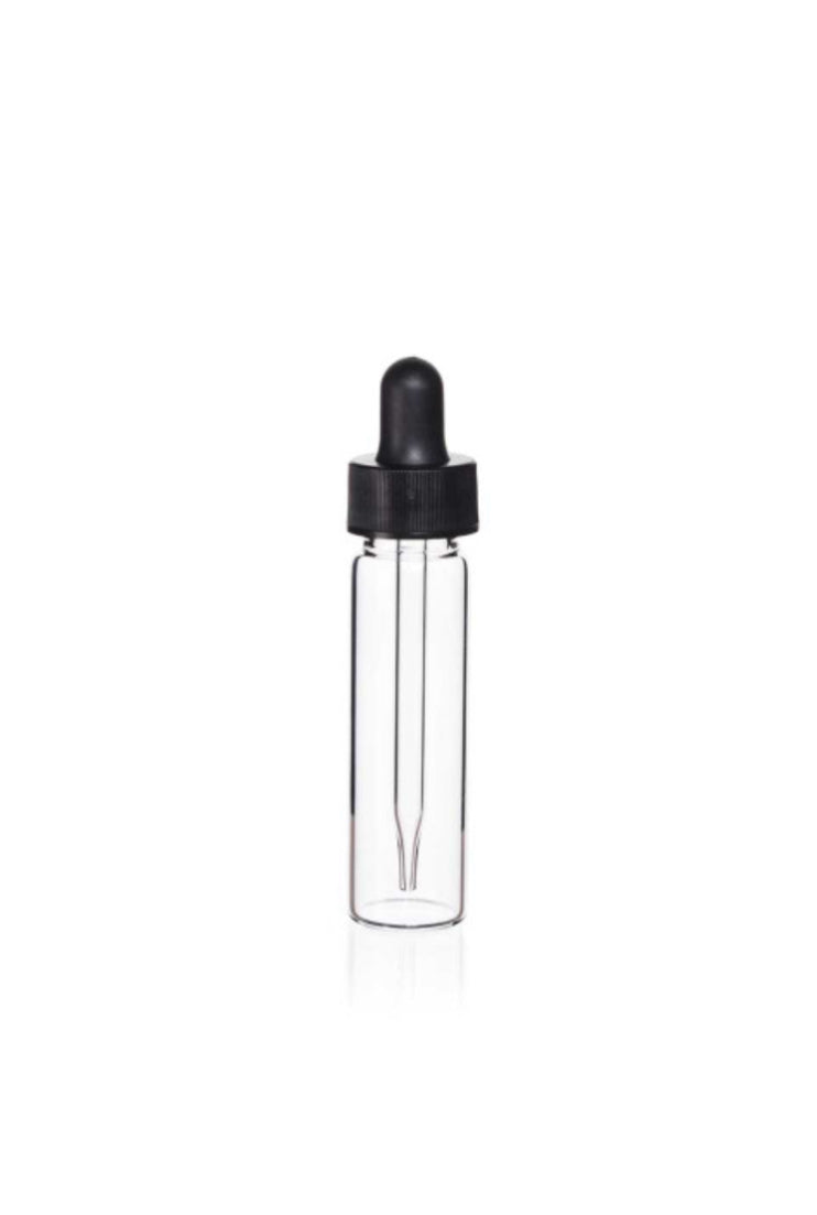 Clear Glass Vial with Straight Black Bulb Glass Dropper - 1 dram (3.7 ml)