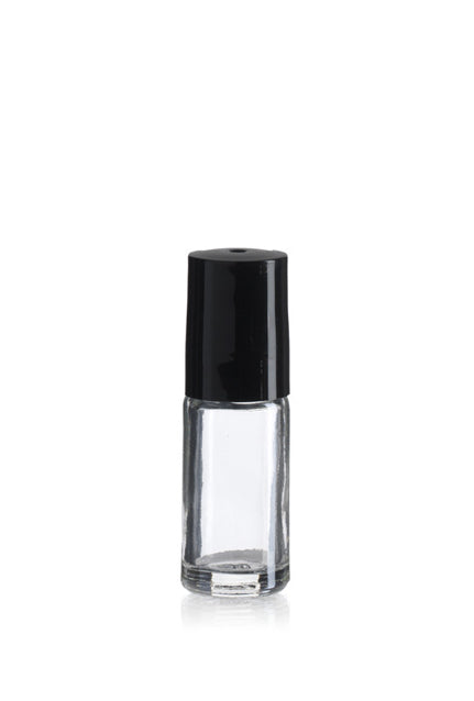 1/6 ounce / 5 ml Clear Glass Roll-on Bottle with Steel Ball