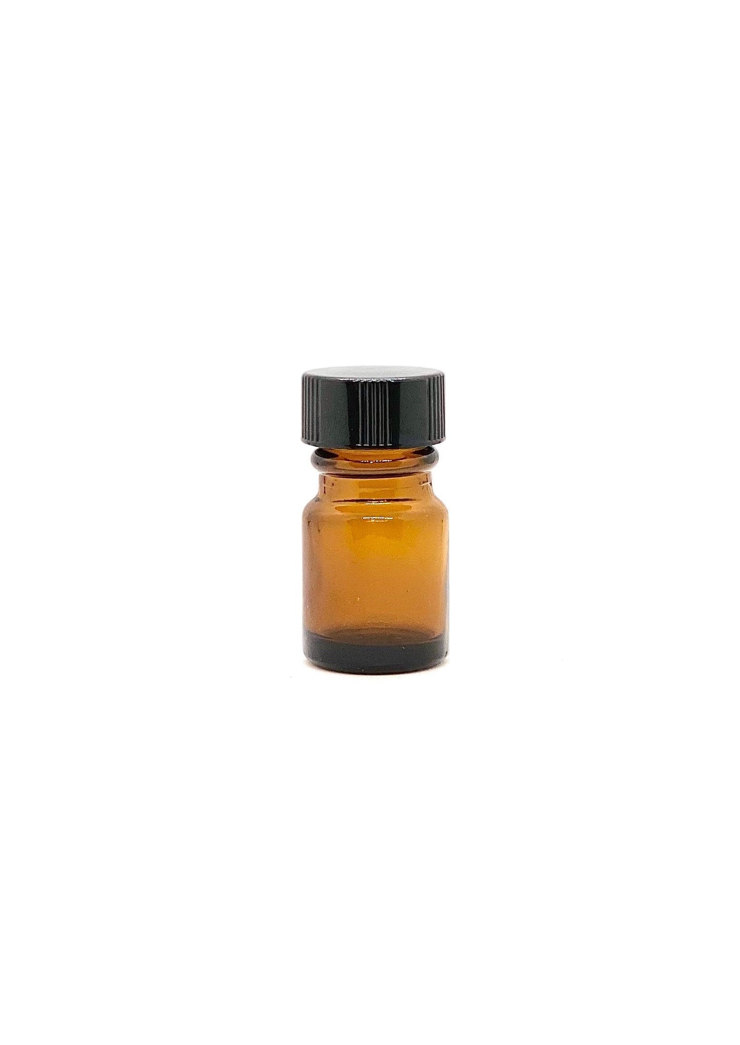 One Amber Wide Mouth Round Glass Bottle with Cone Lined Cap - 6 ml
