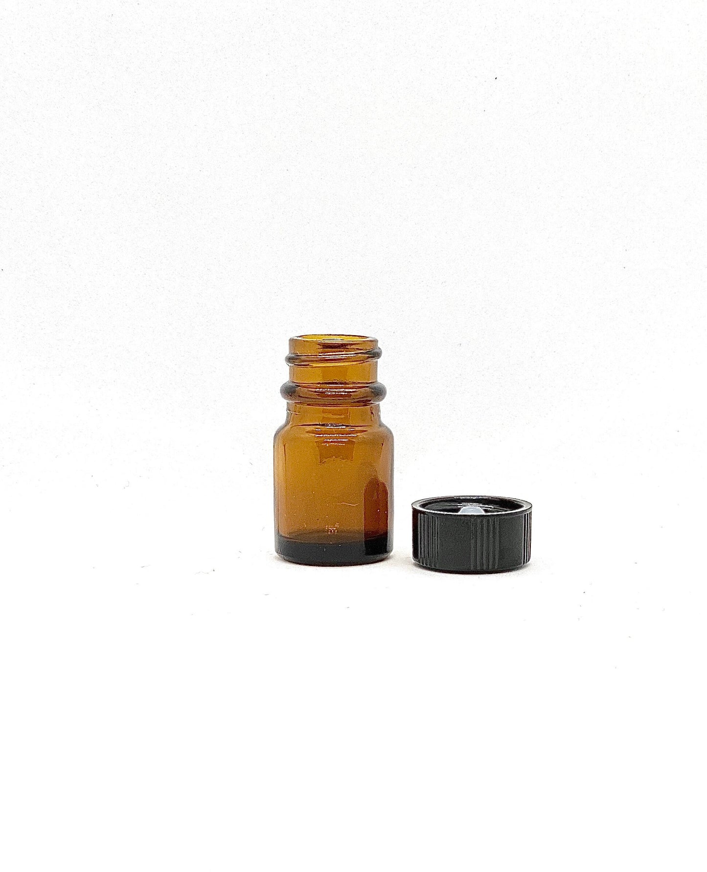 One Amber Wide Mouth Round Glass Bottle with Cone Lined Cap - 6 ml