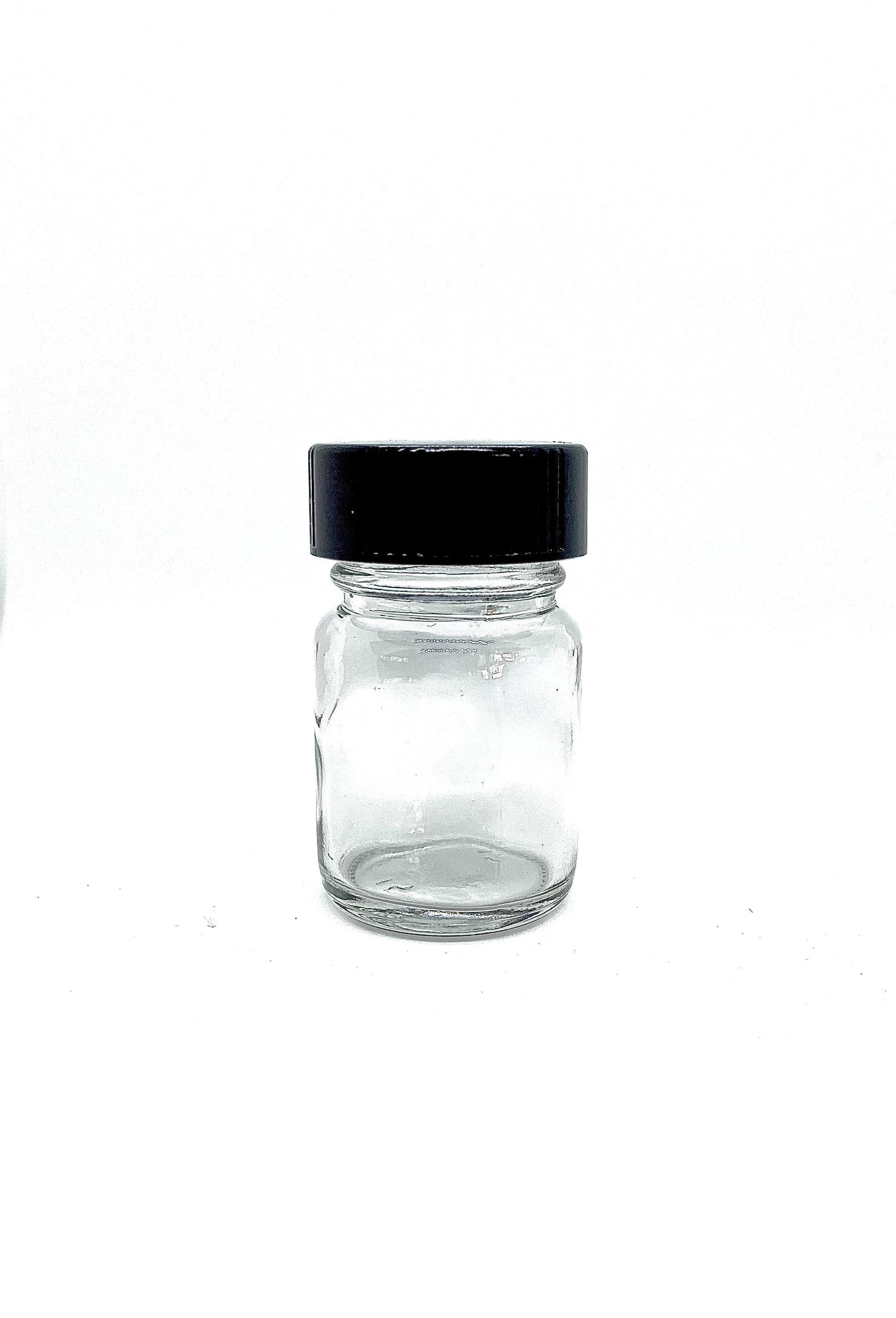 One 15 ml (.5 oz) Clear Glass Wide Mouth Bottle with Cone Lined Cap