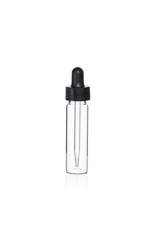 Clear Glass Vial with Straight Black Bulb Glass Dropper - 1 dram (3.7 ml)