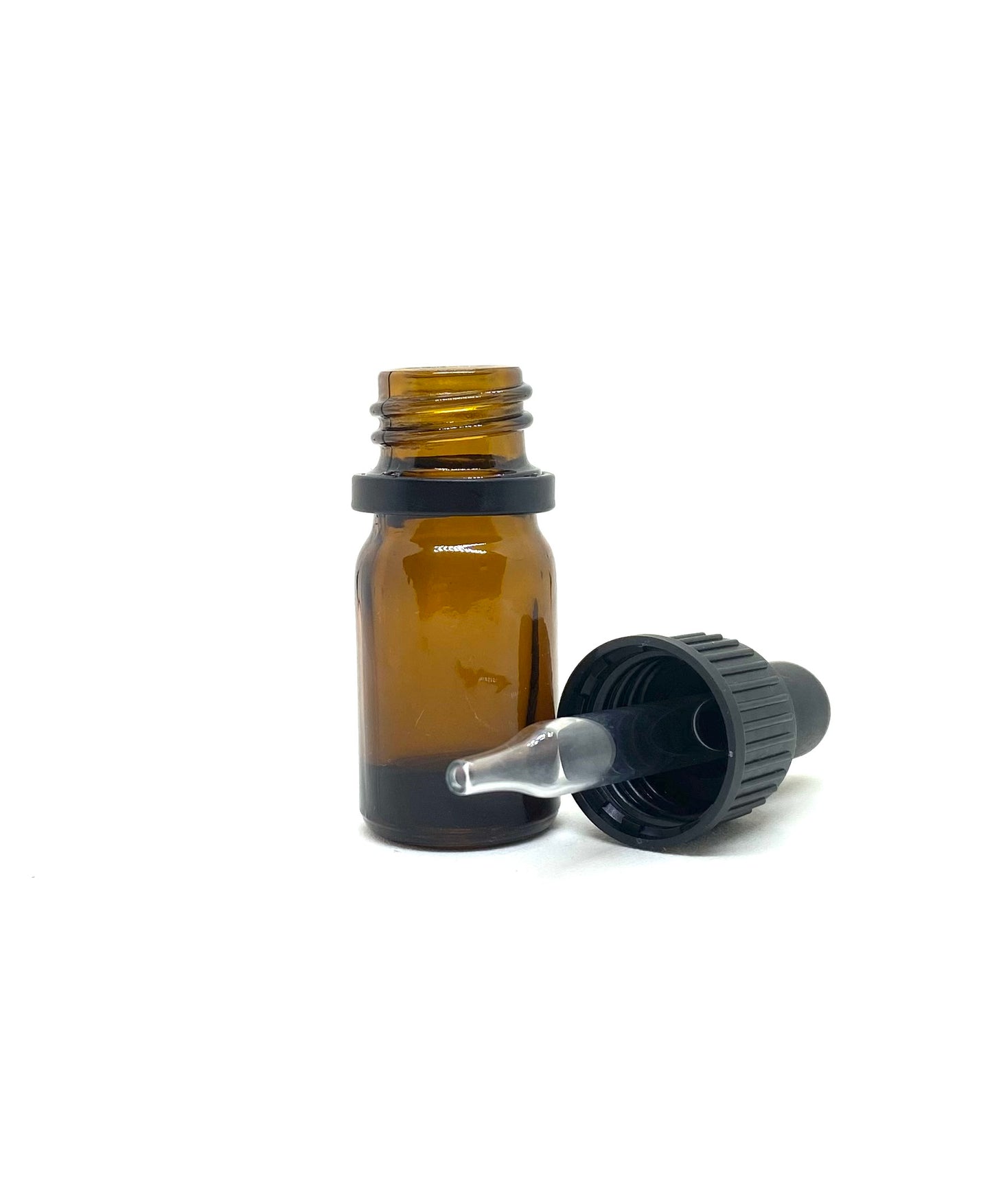 One 5 ml Amber Bottle with tamper evident built in dropper top