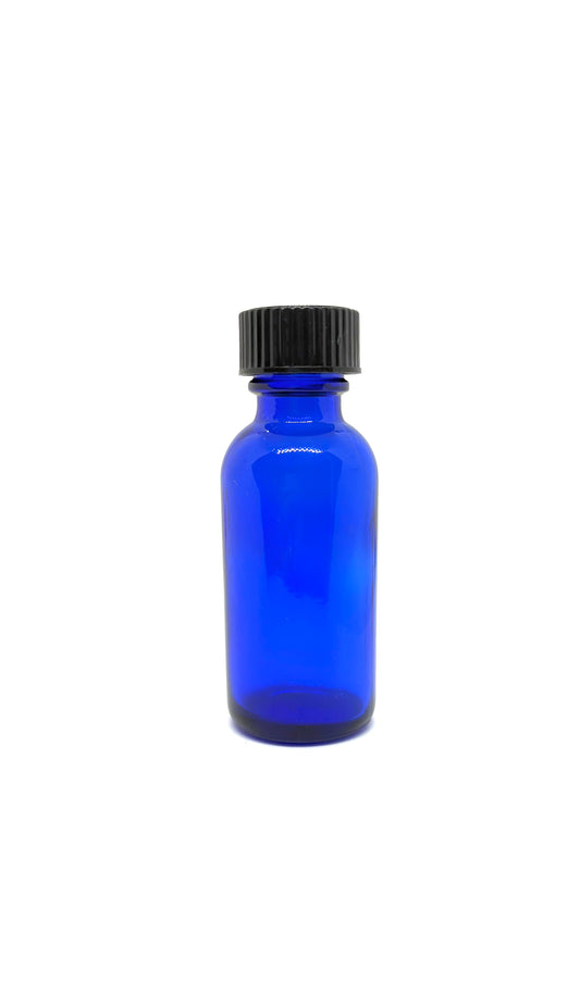 One 30 ml / 1 oz Blue Glass Bottle with cone lined cap