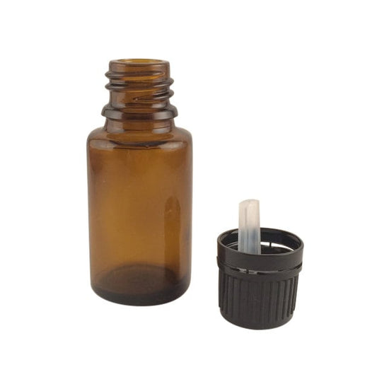 Amber Glass Bottles with tamper evident cap and orifice reducer - 5 ml / 15 ml